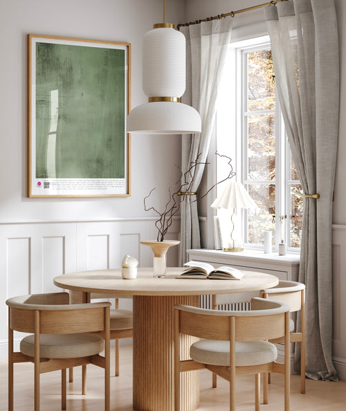 Minimalist green fine art print from the Emli Calm collection, textured with soft brush strokes to evoke serenity and slow living. A soothing wall art piece designed to inspire presence and inner stillness.