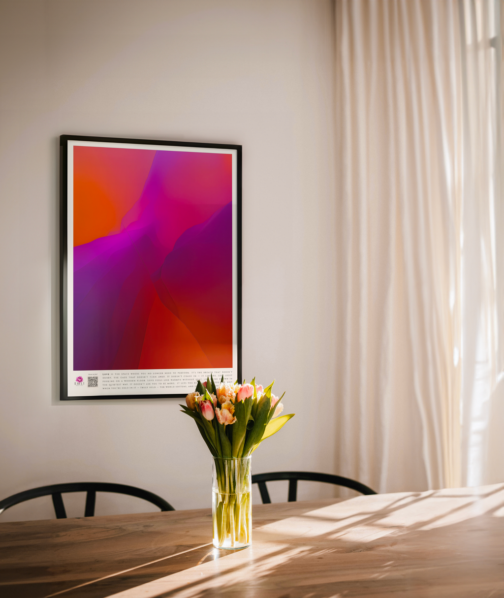 Gradient digital artwork in rich pink, red, orange, and violet tones — smooth abstract curves evoke passion, depth, and emotional intensity.