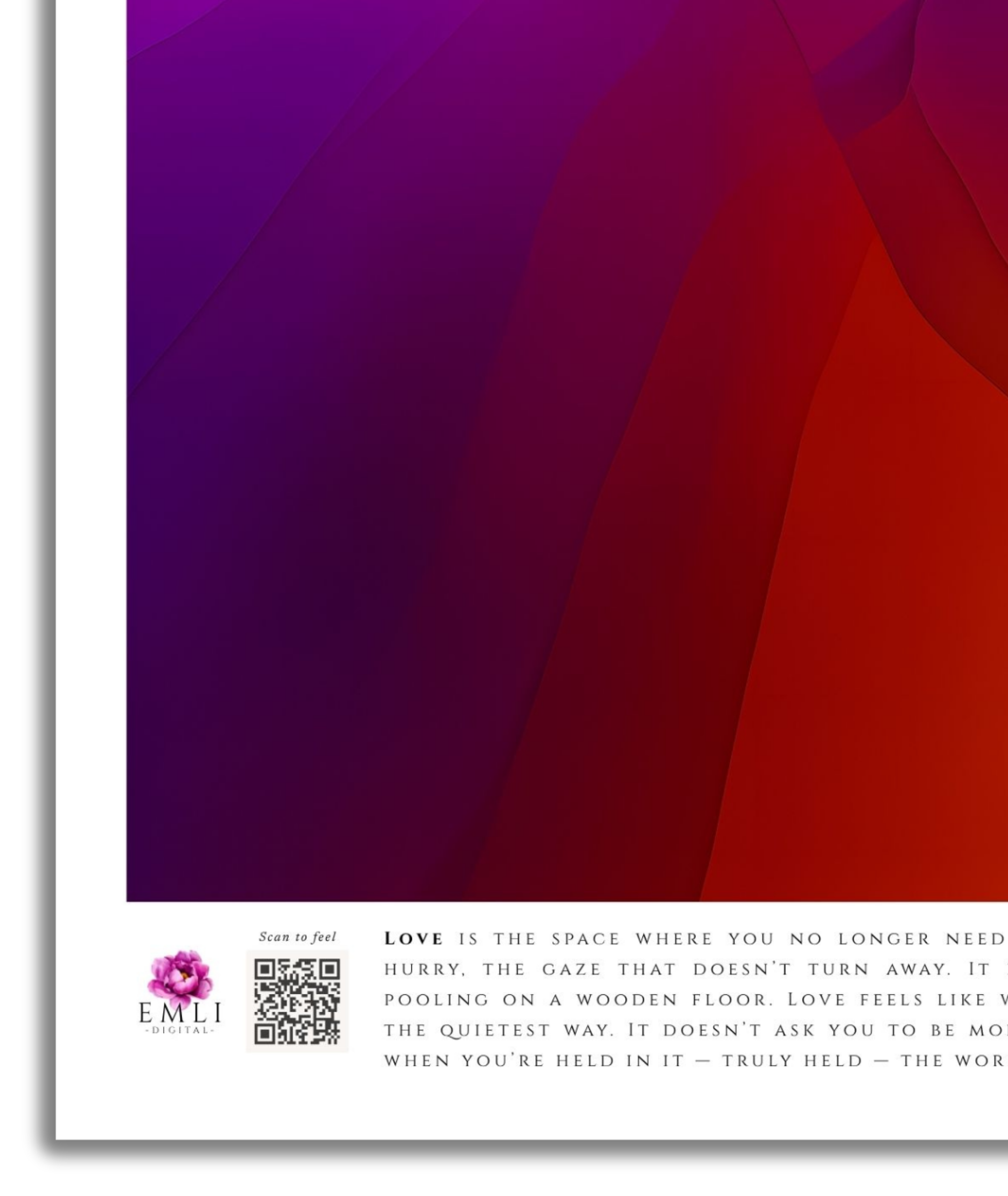 Gradient digital artwork in rich pink, red, orange, and violet tones — smooth abstract curves evoke passion, depth, and emotional intensity.