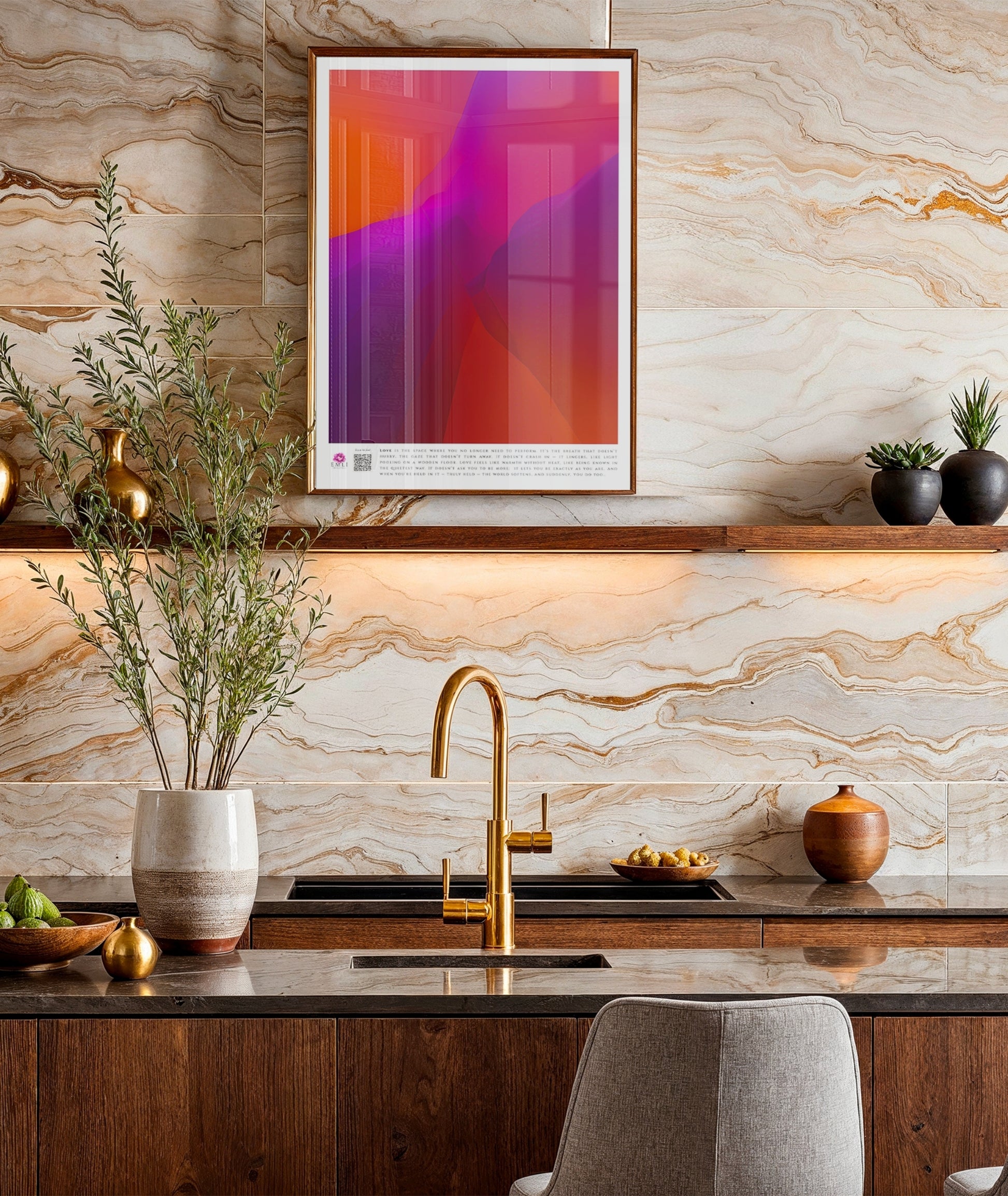 Gradient digital artwork in rich pink, red, orange, and violet tones — smooth abstract curves evoke passion, depth, and emotional intensity.
