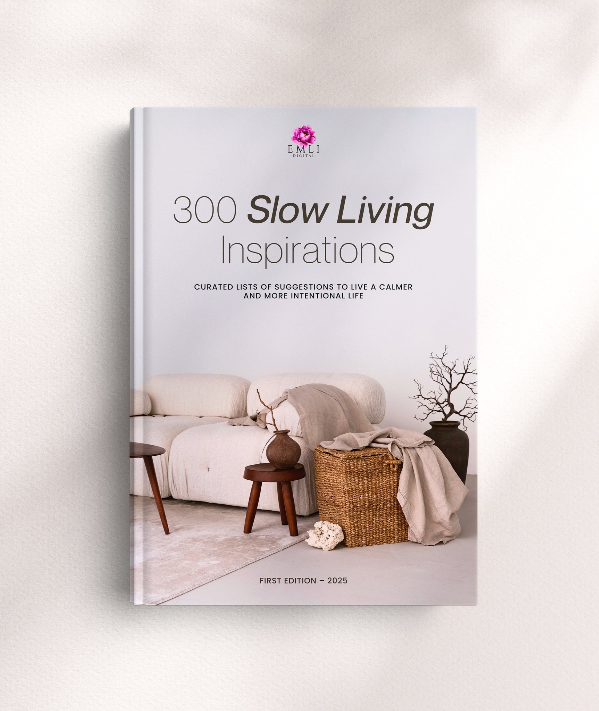 “300 Slow Living Inspirations” digital guide by Emli — curated lists of slow living ideas, mindfulness practices, and intentional lifestyle tips to create a calmer, more balanced life.